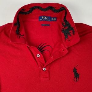 (Sold) RARE Polo Ralph Lauren Dragon Embroidery #8 Big Pony Polo Shirt